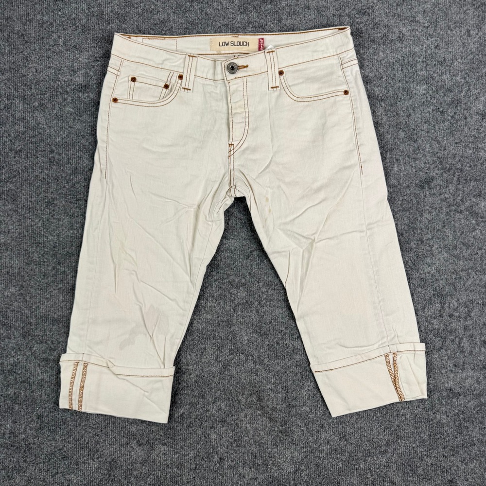 Levi's Capris Womens Size 11 Off White Low Slouch Relaxed Cropped Denim Jeans